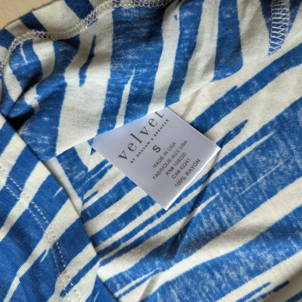 Velvet by Graham & Spencer High Low Sleeveless Blue and White‎ Dress Made In USA - Picture 6 of 12